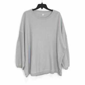 Aerie Women’s Oversized XL Ribbed Long Sleeve Gray Blue Crew Sweatshirt